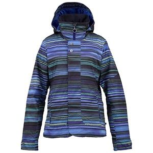 Burton Ski Snowboard Jacket Small Cornflower Blue Green Stripe